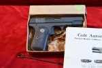 WED APR 1, OUTSTANDING & RARE US WWII US PROPERTY MARKED 1903 COLT POCKET HAMMERLESS PISTOL, LATE 1944 PRODUCTION, NOT BRITISH PROOFED, WITH ORIGINAL MATCHING BOX, MANUAL AND ROD, MINT CRISP!