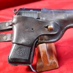 WED APR 15, VERY SCARCE ITALIAN PARTISAN CARRIED LATE WAR MODEL 1935 BERETTA PISTOL, BLANK SLIDE, "CAL 7.65" MARKED, WITH VERY RARE ITALIAN PARTISAN OPEN TYPE HOLSTER, VERY SHARP!