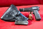 MON APR 6, VERY CHOICE, NAZI CAPTURE/RE-ISSUED BELGIUM ARMY TYPE 1 FN MODEL 1935 HIGH POWER PISTOL, THE ORIGINAL HIGH POWER! WITH RARE NAZI FRENCH CONVERTED HOLSTER, FULL RIG, VERY SHARP!