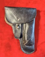 MON MAY 26, ORIGINAL WW2 CZECH CZ-27 BLACK LEATHER HOLSTER…INK STAMP ON INSIDE FLAP