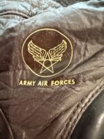 ORIGINAL US WWII ARMY AIR FORCE 1944 LEATHER FLIGHT HELMET WITH A14 OXYGEN MASK DATED 1944, STILL IN THE ORIGINAL BOX! - Image 2
