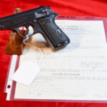 MON SEPT 14, EXCEPTIONAL, WALTHER PP PISTOL, MID 1944 GERMAN ARMY WAFFENAMTED, MILITARY FINISH, ALMOST NEW, WITH THE BRINGBACK PAPERS!